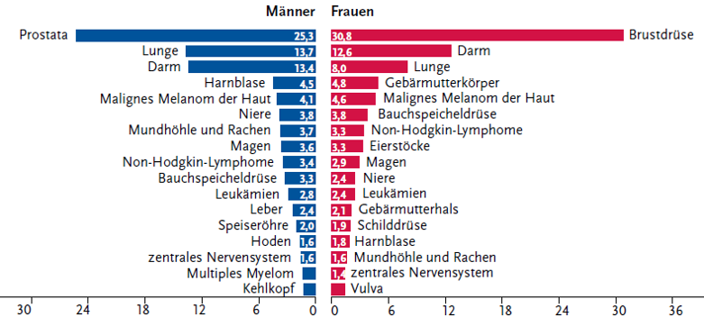 Anteil (%) an Krebsneuerkrankungen in Deutschland 2012