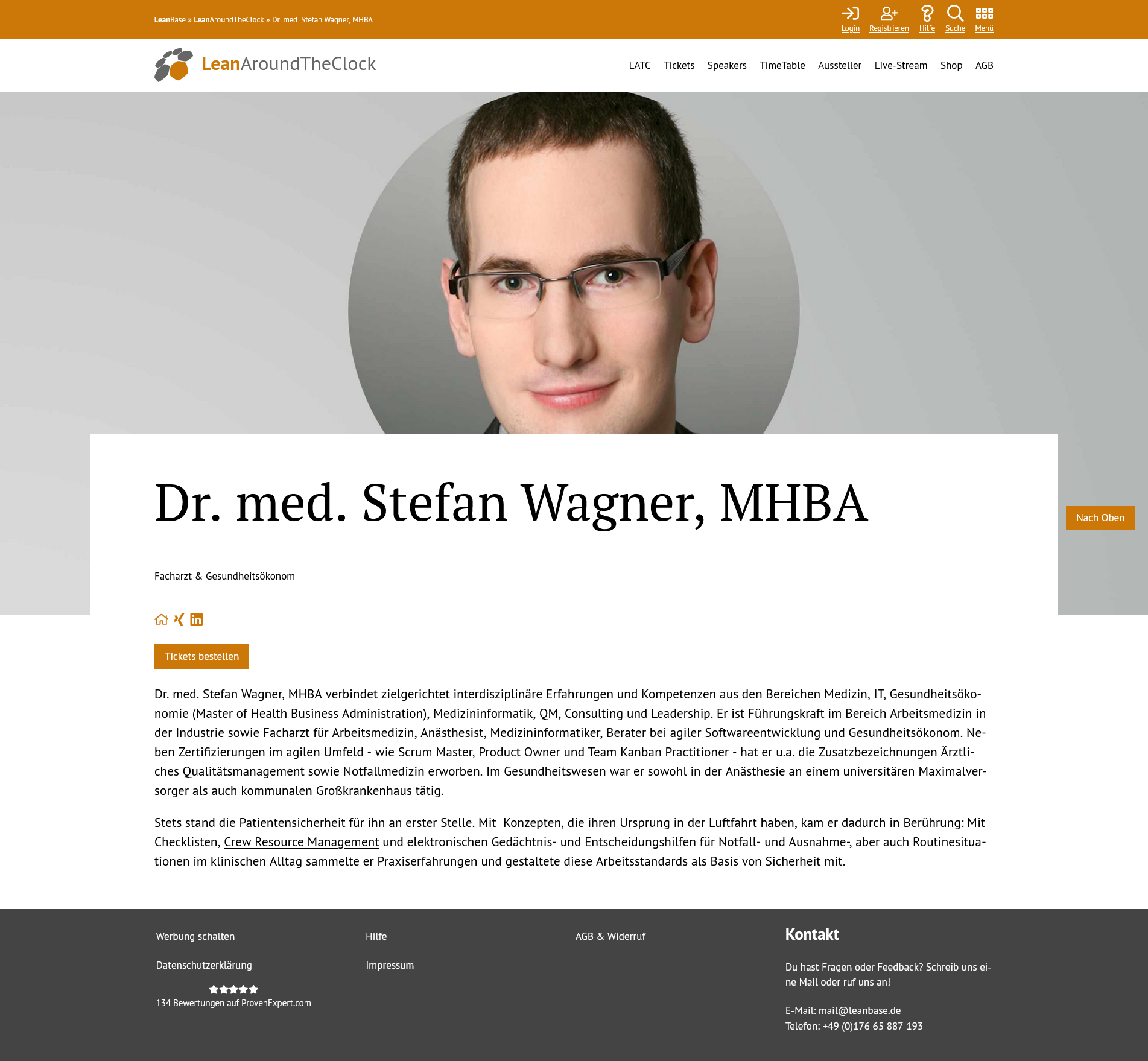 Speaker Dr. med. Stefan Wagner, MHBA